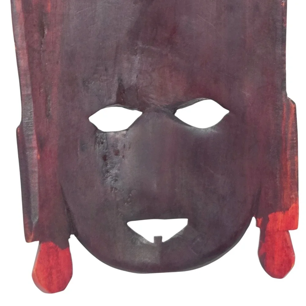 Handcrafted Carved Wooden African Mask Painted‎ Kenyan Tribal Wall Art 9x5